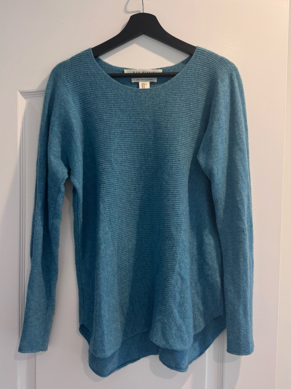 Max Studio two ply cashmere sweater pullover teal